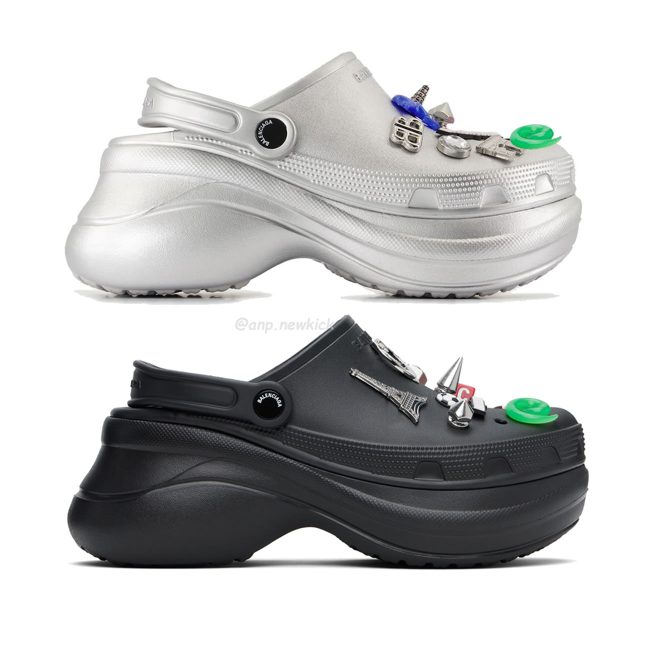 Balenciaga X Crocs Mule Black Silvery Multicolor Jibbitz Womens 720762 W0fow 1000 (1) - www.newkick.org